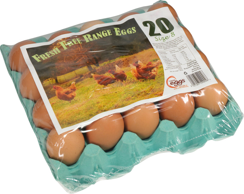 Capital Eggs Free Range Tray 20 Size 8